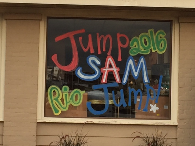 A local Oxford business has a Jump Sam Jump design on the window.