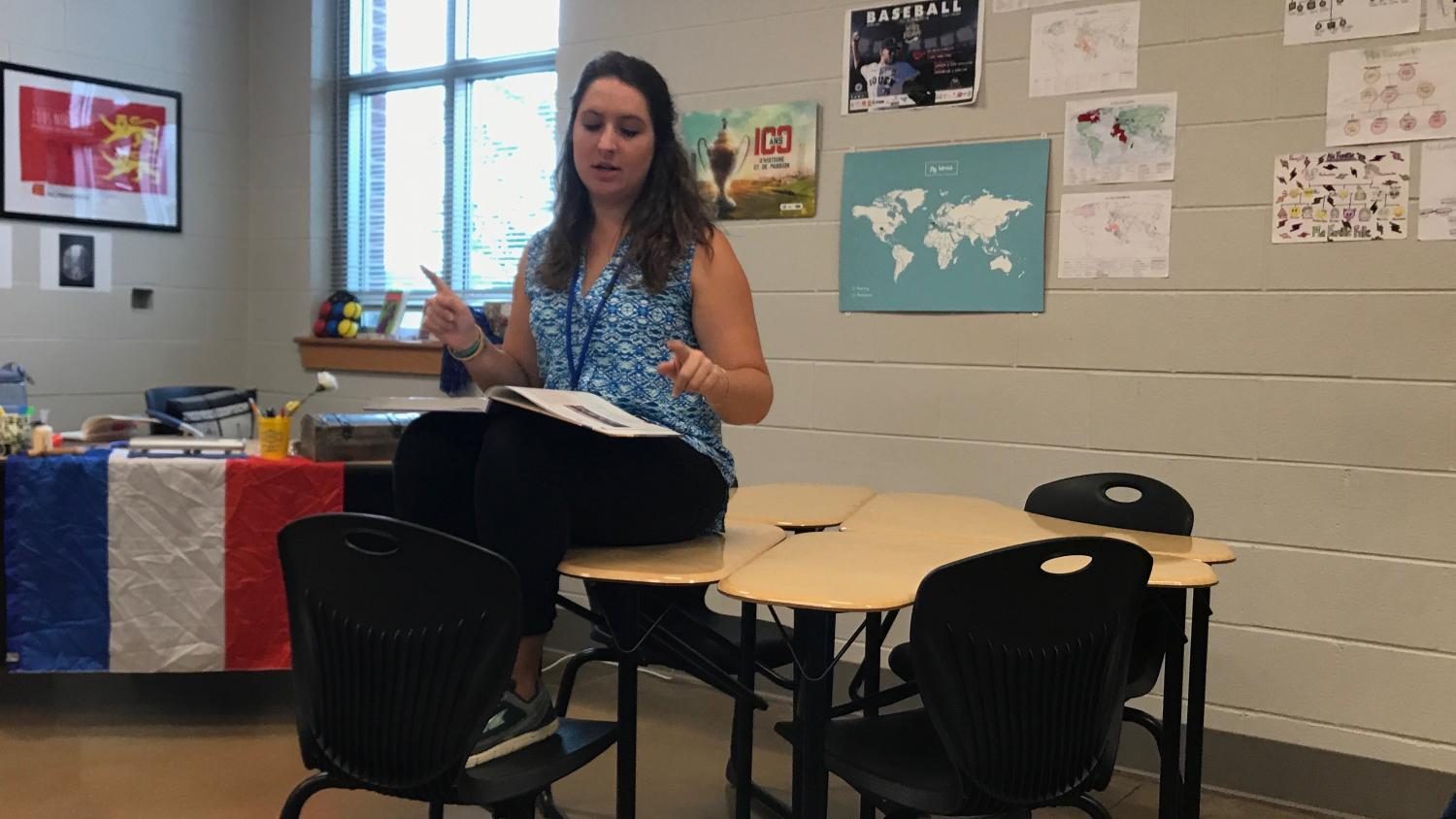 French teacher, Chelsea Shaffer, instructs her class as a first-year OHS teacher. 