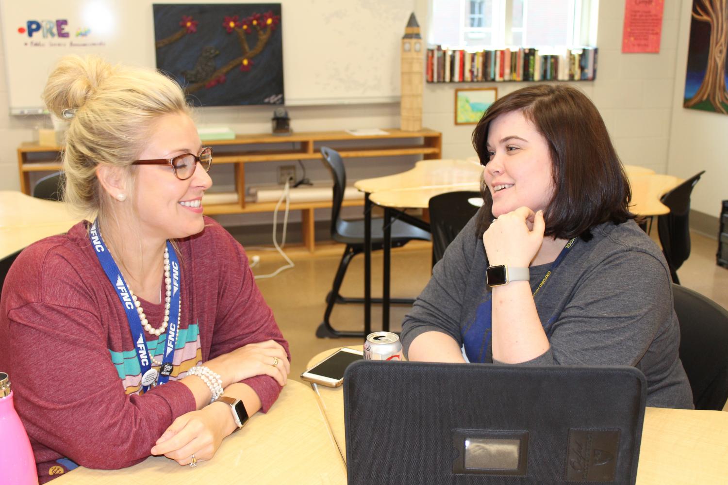 Sponsors of Beta club English teacher Amanda Witt and Math teacher Lindsey Sneed discuss plans for the future of the club.