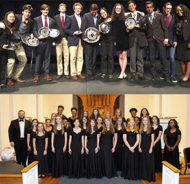 Last years Choir and Debate teams smile and pose. This year Choir and Debate have become classified as sport team.
