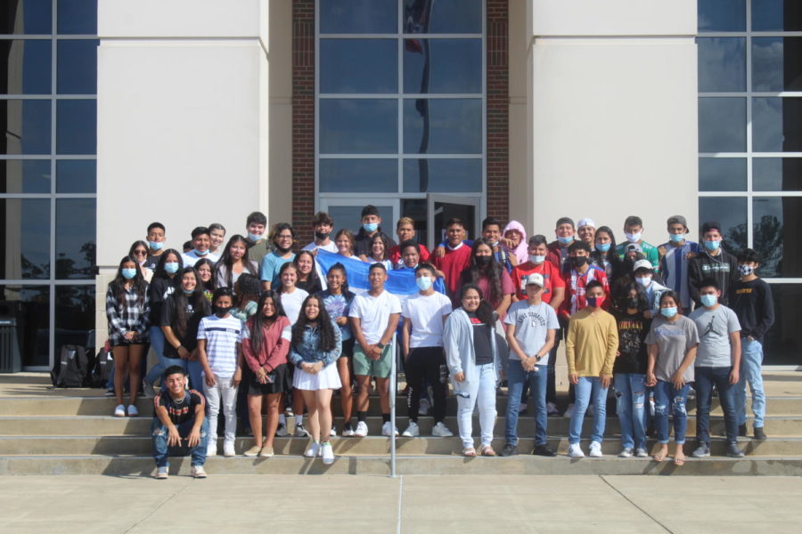 OHS+students+with+Hispanic+Heritage+stand+together+to+honor+Hispanic+Heritage+month.+The+native+student+countries+represented+in+this+picture+are+mostly+Honduras%2C+Guatemala%2C+and+Mexico%2C+while+certain+heritage+lines+trace+back+to+many+other+countries.+77+Oxford+students+have+Hispanic+Heritage%2C+but+not+all+were+present+for+this+picture.