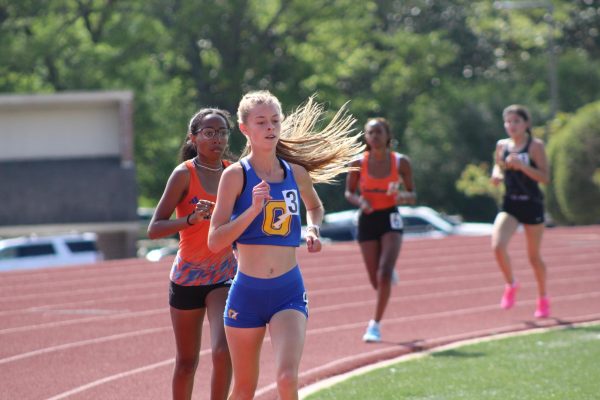Sophomore Maggie Irwin runs in the girls two mile event during last year’s north half meet in Oxford, Miss. Irwin placed first in the race and advanced to the state championship meet in Jackson, Miss.