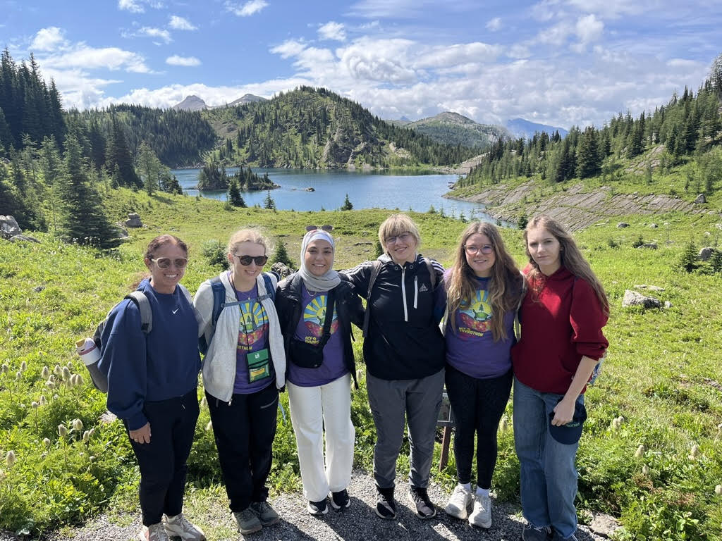 Deborah Jones and students pose for a picture in Banff National Park. The group spent their free day enjoying the scenery in Banff, Canada.